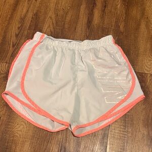 Nike White Athletic Shorts with Coral Pink Trim